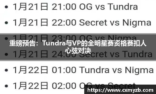 重磅预告:Tundra与VP的全明星赛资格赛扣人心弦对决